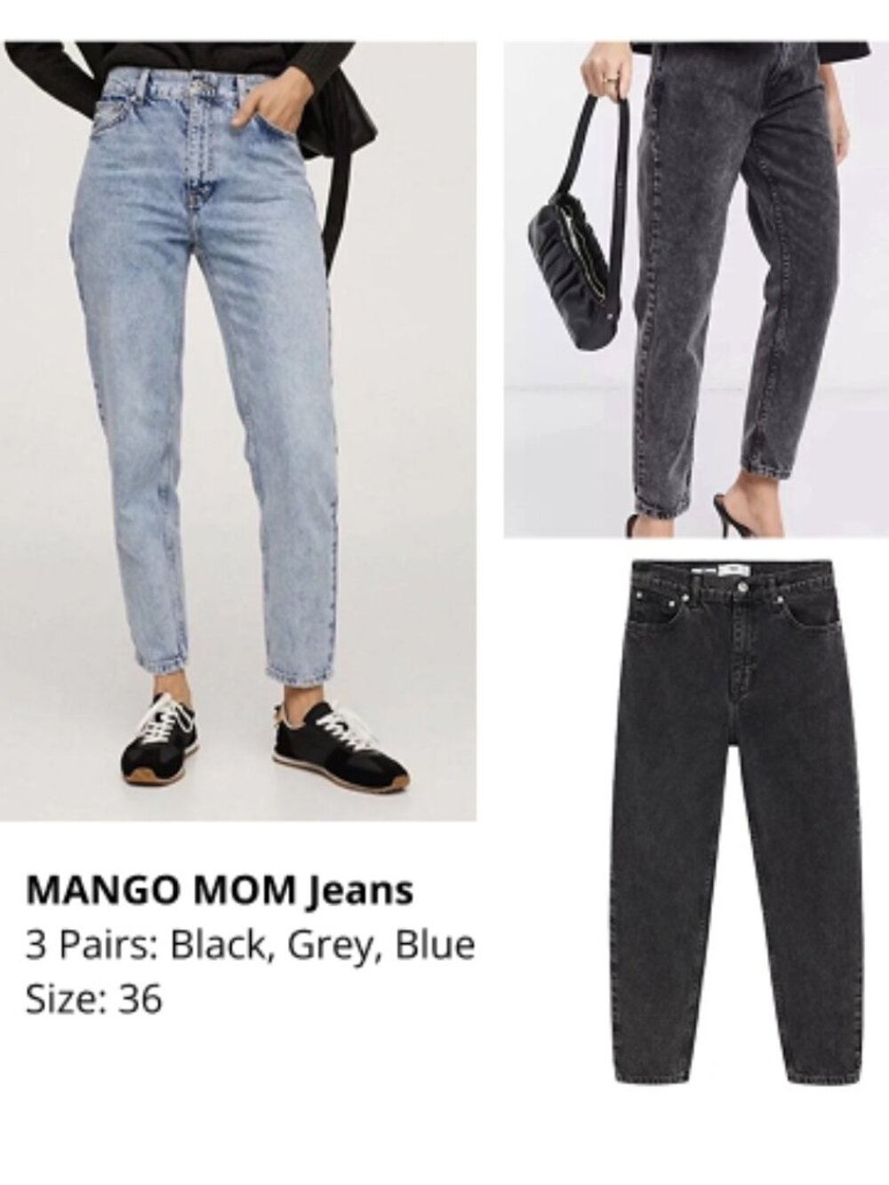 Mango Mom Jeans - 3 pairs, size 36